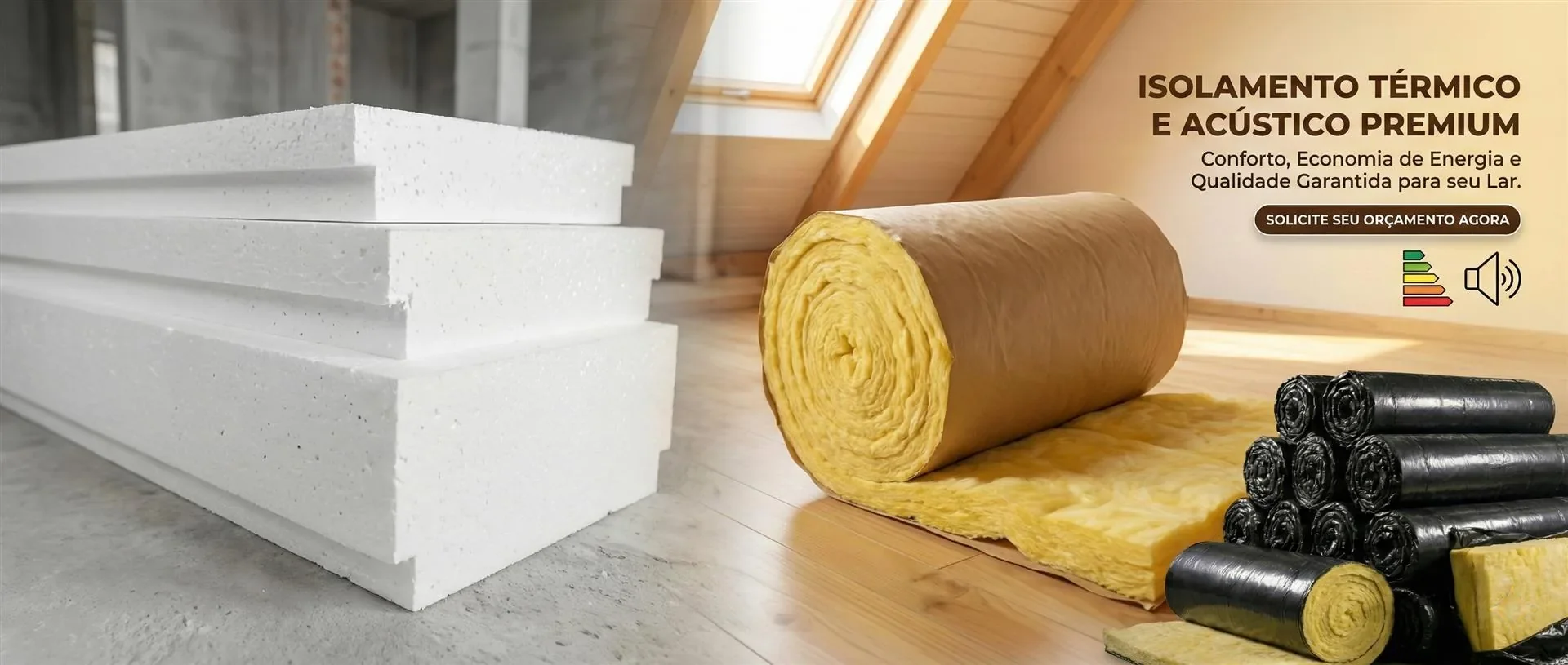 Lajotas de isopor e lã mineral em obra
